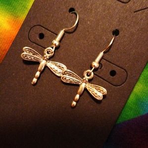 Handcrafted Dragonfly Charm Hook Earrings
